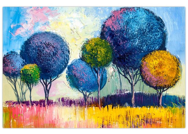 Slika kupolastih dreves, oljna slika (90x60 cm)