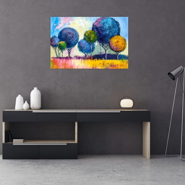 Slika kupolastih dreves, oljna slika (90x60 cm)