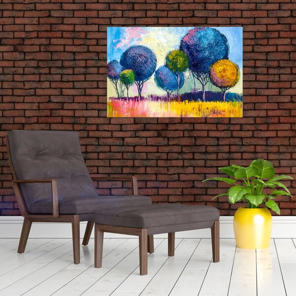 Slika kupolastih dreves, oljna slika (90x60 cm)