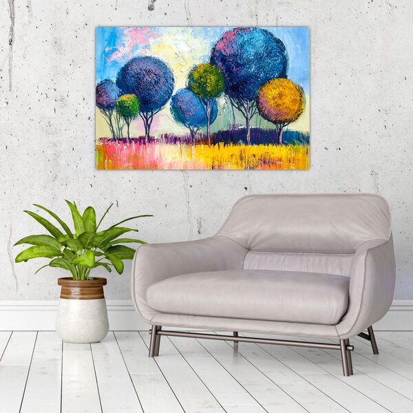 Slika kupolastih dreves, oljna slika (90x60 cm)
