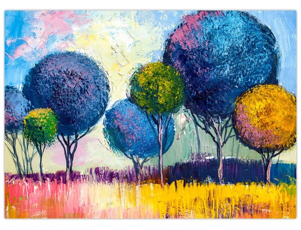 Slika kupolastih dreves, oljna slika (70x50 cm)