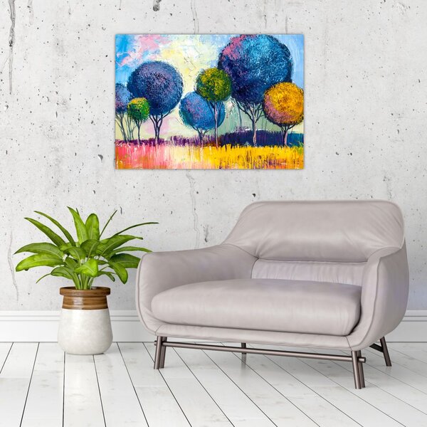 Slika kupolastih dreves, oljna slika (70x50 cm)