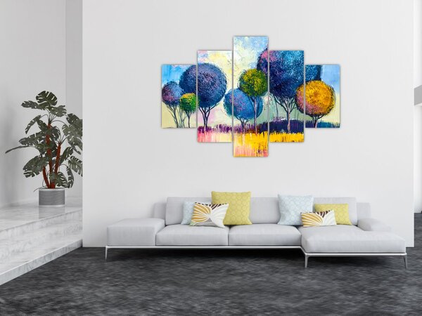 Slika kupolastih dreves, oljna slika (150x105 cm)