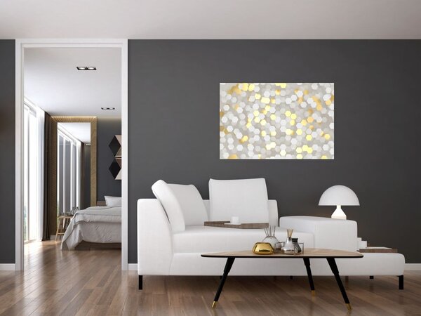 Slika - zlati in beli šesterokotniki (90x60 cm)