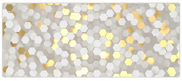 Slika - zlati in beli šesterokotniki (120x50 cm)
