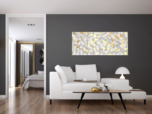Slika - zlati in beli šesterokotniki (120x50 cm)