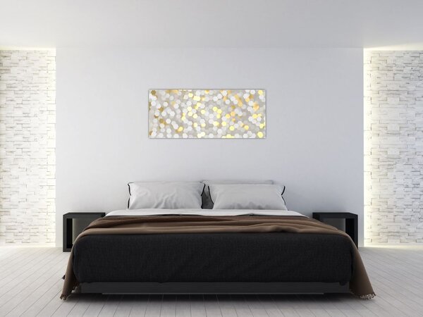 Slika - zlati in beli šesterokotniki (120x50 cm)