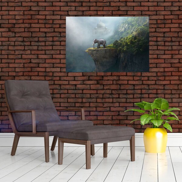 Slika - Sloni na vrhu Tadž Mahala (90x60 cm)