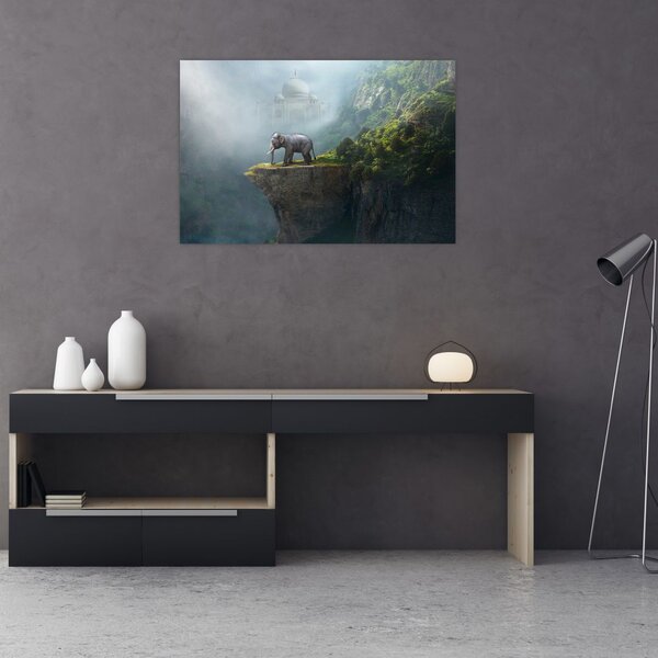Slika - Sloni na vrhu Tadž Mahala (90x60 cm)