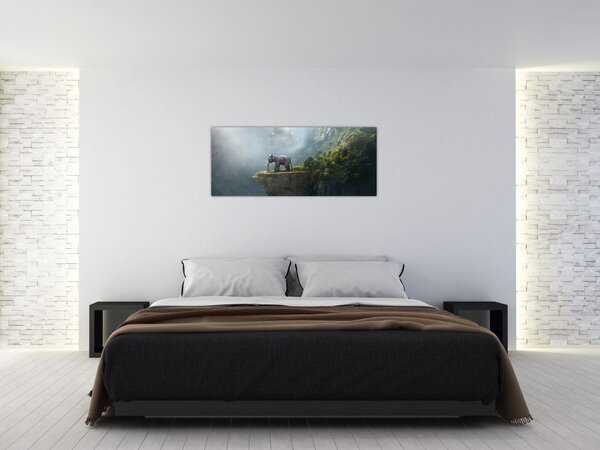 Slika - Sloni na vrhu Tadž Mahala (120x50 cm)
