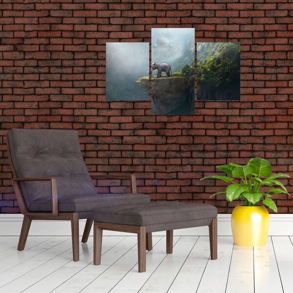 Slika - Sloni na vrhu Tadž Mahala (90x60 cm)