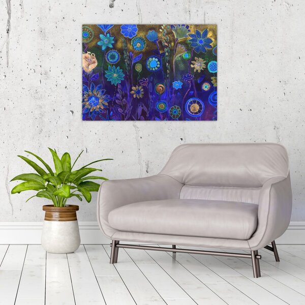 Slika temno modrih cvetov (70x50 cm)