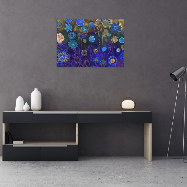 Slika temno modrih cvetov (70x50 cm)