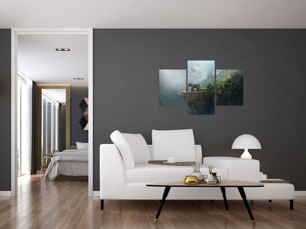 Slika - Sloni na vrhu Tadž Mahala (90x60 cm)