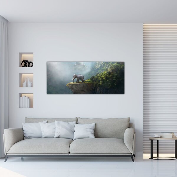 Slika - Sloni na vrhu Tadž Mahala (120x50 cm)