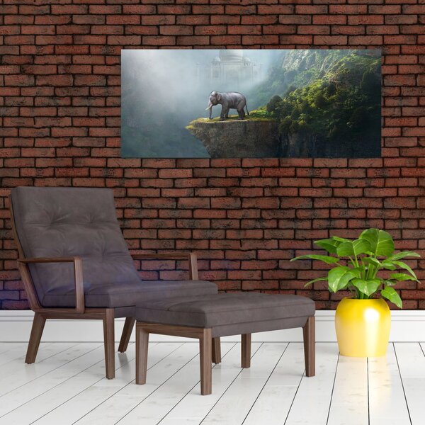 Slika - Sloni na vrhu Tadž Mahala (120x50 cm)