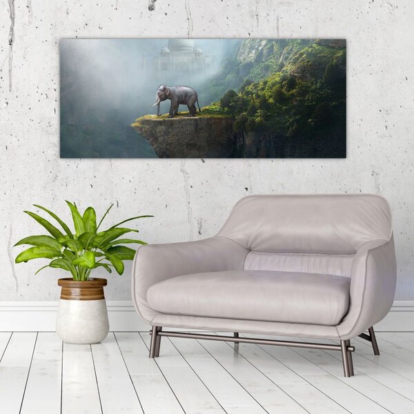 Slika - Sloni na vrhu Tadž Mahala (120x50 cm)