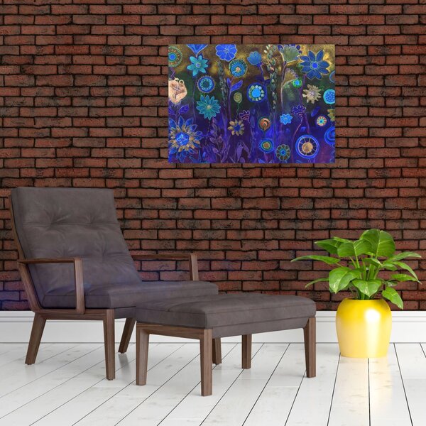Slika temno modrih cvetov (70x50 cm)