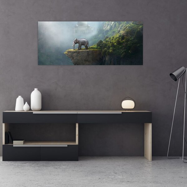 Slika - Sloni na vrhu Tadž Mahala (120x50 cm)