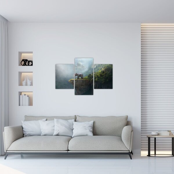 Slika - Sloni na vrhu Tadž Mahala (90x60 cm)