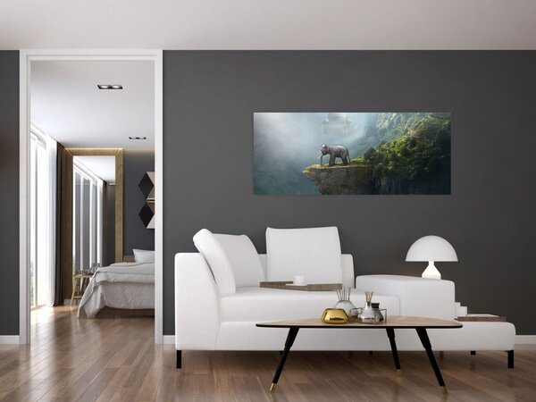 Slika - Sloni na vrhu Tadž Mahala (120x50 cm)