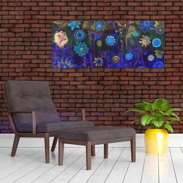 Slika temno modrih cvetov (120x50 cm)