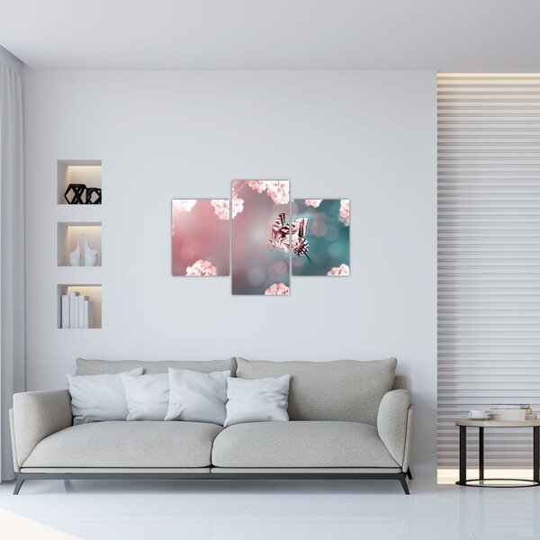 Slika - Metulj med rožami (90x60 cm)