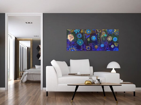 Slika temno modrih cvetov (120x50 cm)