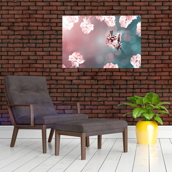 Slika - Metulj med rožami (90x60 cm)