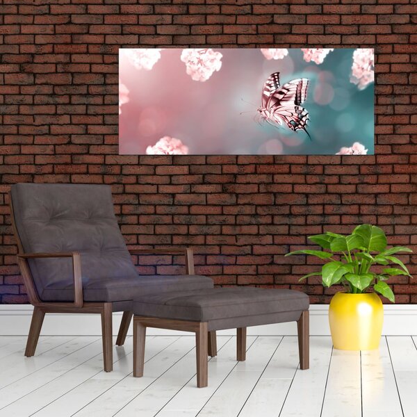 Slika - Metulj med rožami (120x50 cm)