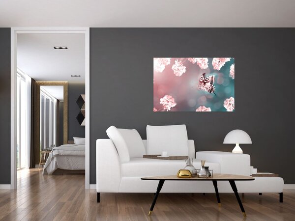 Slika - Metulj med rožami (90x60 cm)