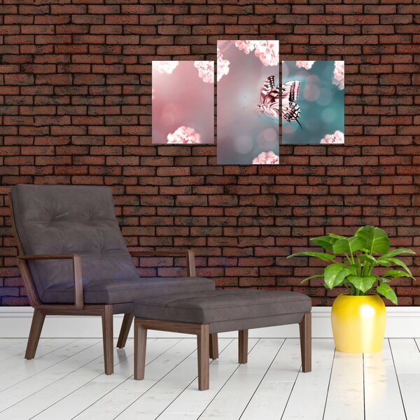 Slika - Metulj med rožami (90x60 cm)