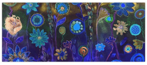 Slika temno modrih cvetov (120x50 cm)