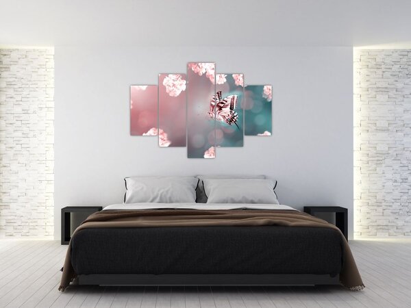 Slika - Metulj med rožami (150x105 cm)