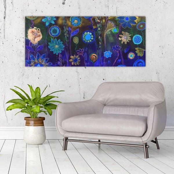 Slika temno modrih cvetov (120x50 cm)