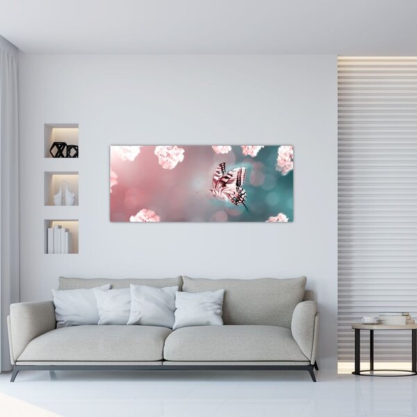 Slika - Metulj med rožami (120x50 cm)