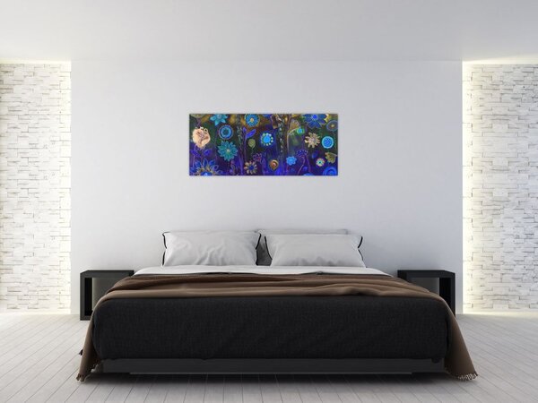 Slika temno modrih cvetov (120x50 cm)