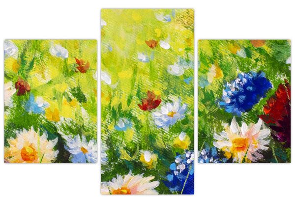 Slika cvetočega travnika, oljna slika (90x60 cm)