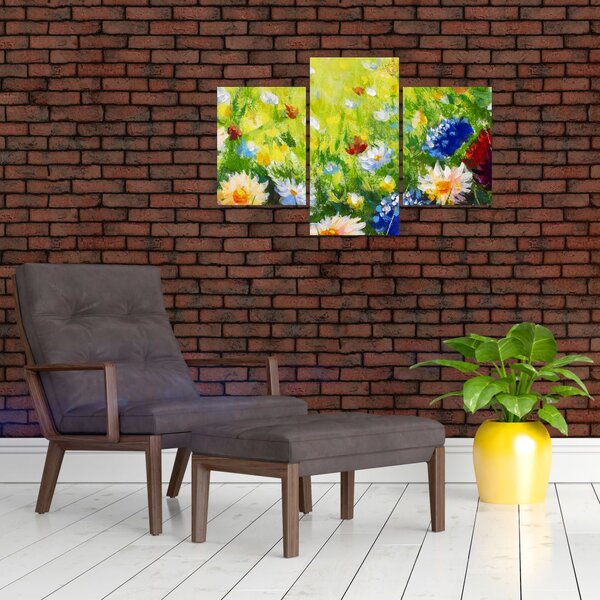 Slika cvetočega travnika, oljna slika (90x60 cm)