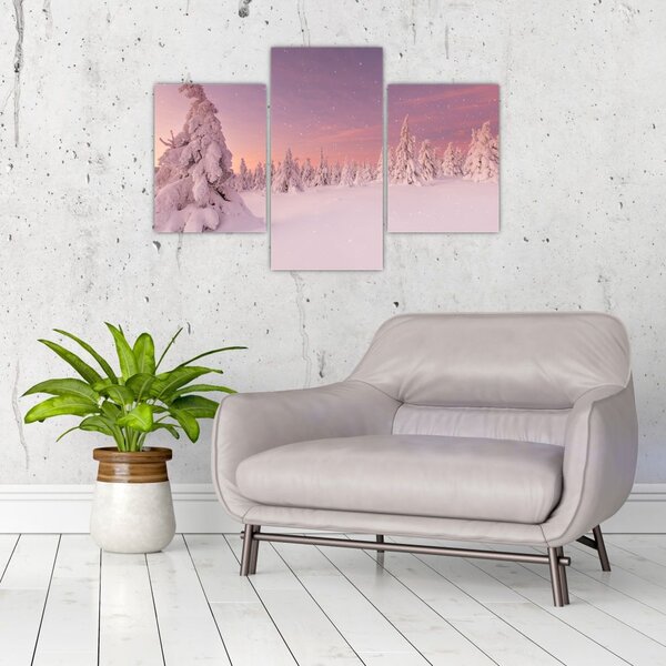Slika - Drevesa pod snežno odejo (90x60 cm)