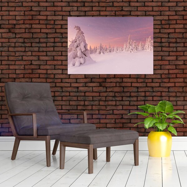 Slika - Drevesa pod snežno odejo (90x60 cm)