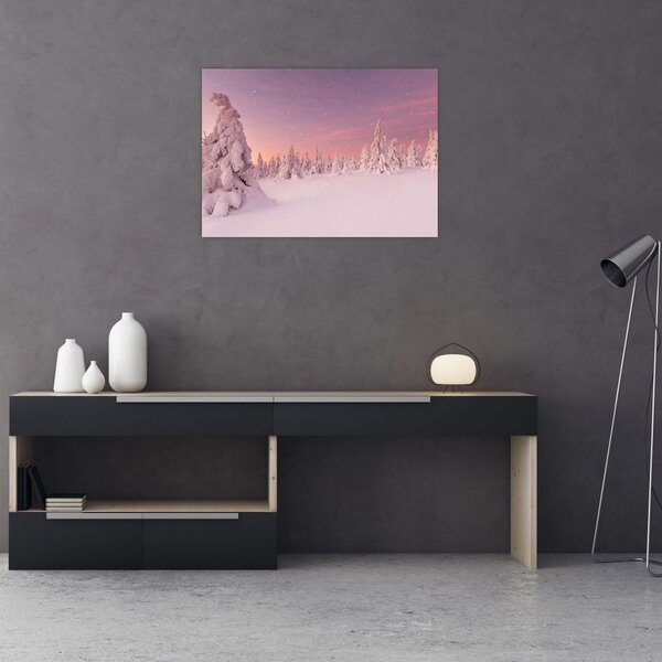 Slika - Drevesa pod snežno odejo (70x50 cm)