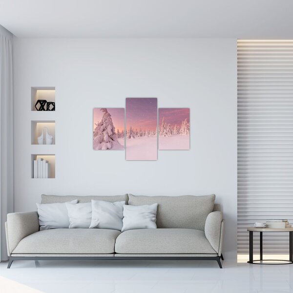 Slika - Drevesa pod snežno odejo (90x60 cm)