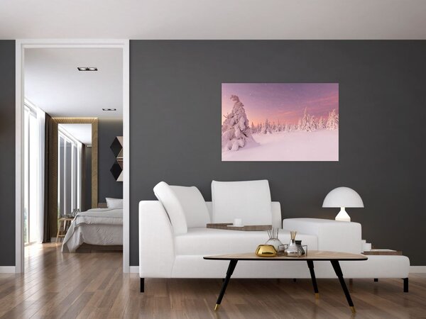 Slika - Drevesa pod snežno odejo (90x60 cm)