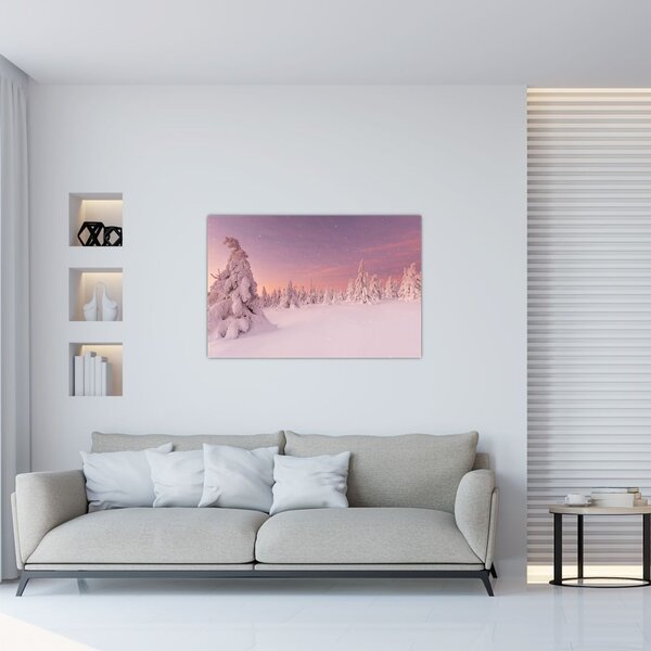Slika - Drevesa pod snežno odejo (90x60 cm)