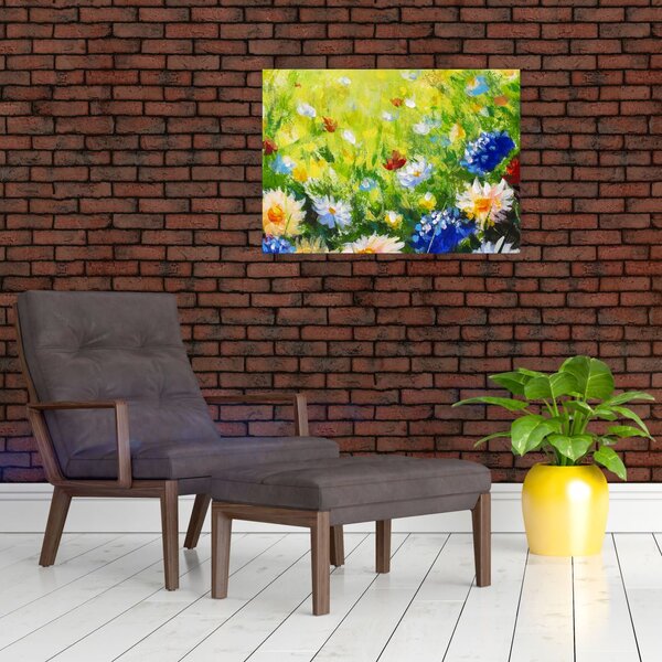 Slika cvetočega travnika, oljna slika (70x50 cm)