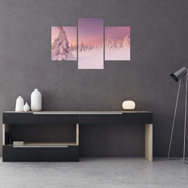 Slika - Drevesa pod snežno odejo (90x60 cm)