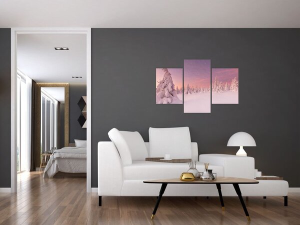 Slika - Drevesa pod snežno odejo (90x60 cm)