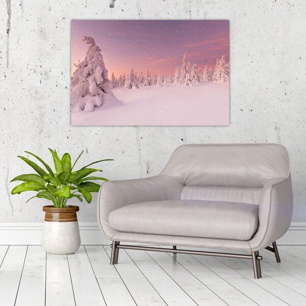 Slika - Drevesa pod snežno odejo (90x60 cm)