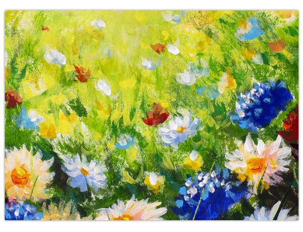 Slika cvetočega travnika, oljna slika (70x50 cm)